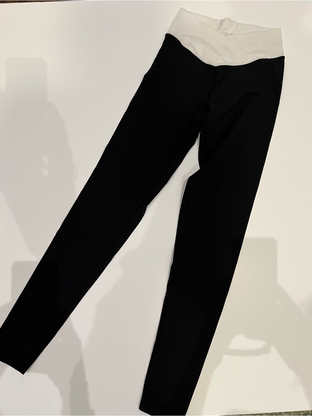 Joja Black Leggings with White Waistband